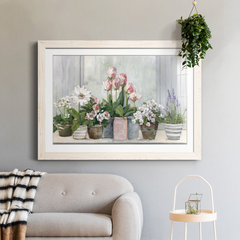 Cottage cultivé - Peinture encadrée, Cadre blanc, H 31 po x l 44 po x P 1 po