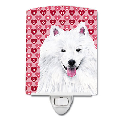 Éclairage pour nuit en céramique keeshond hearts love and valentines