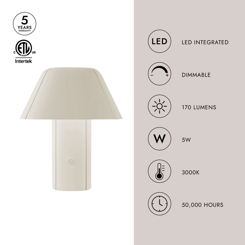 Folio 10-in Black dimmable LED Table Lamp, Space Gray