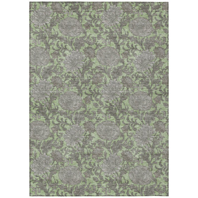 Washable Floral Indoor / Outdoor Rug