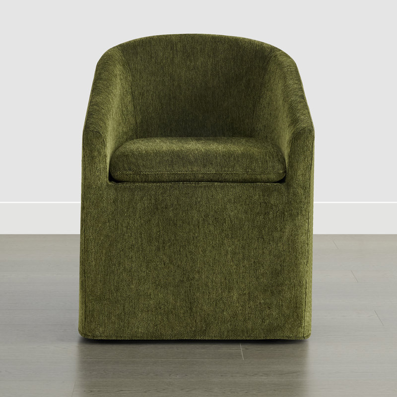 Chaise rembourrée avec housse lavable et roulettes, Vert