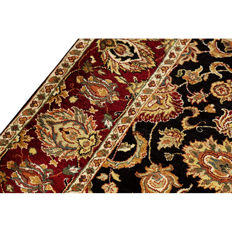 Tapis noir et rouge de haute qualité noué à la main