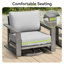 Ensemble de conversation d'extérieur en aluminium peint à la main 4 pièces avec chaises pivotantes, causeuse, coussins gris et table basse Adden-122881284-122879142