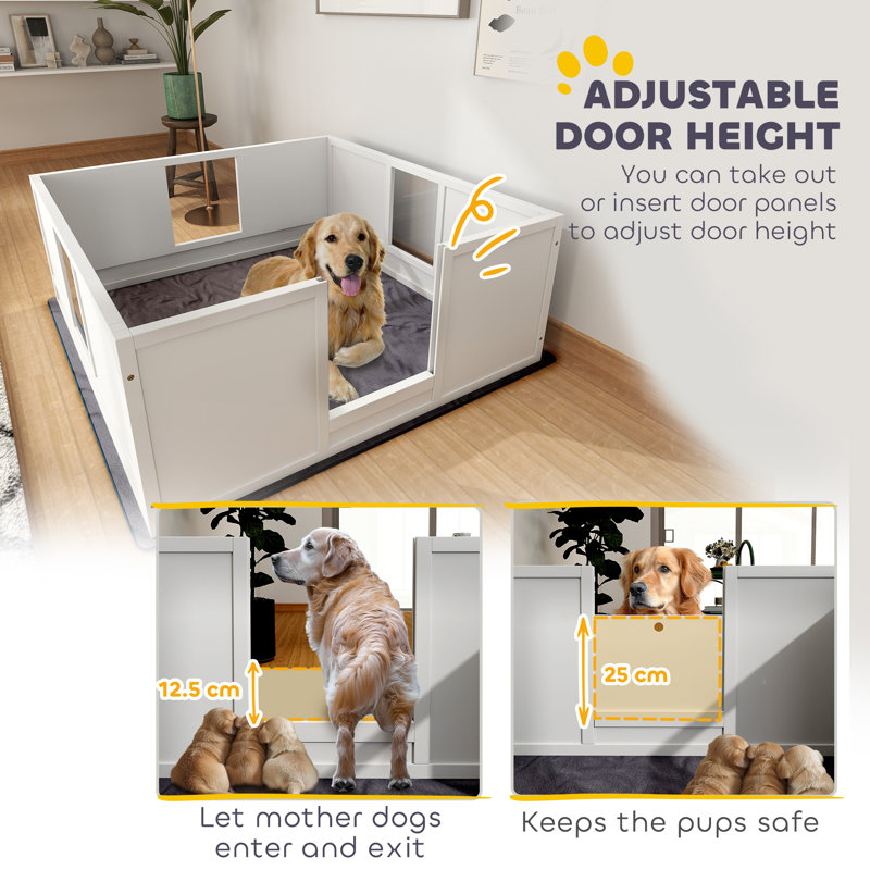 48cm H Panel Solid Wood Pet Barrier With Door