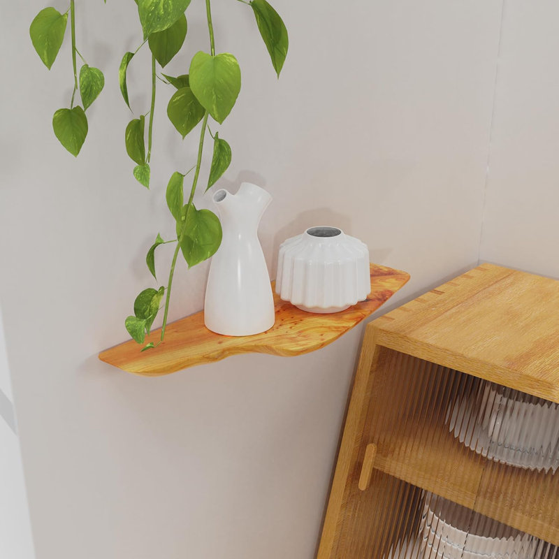 Tablette flottante Hand Edge fabriquée à la main - Tablette murale en bois de sapin naturel - Conception robuste et unique pour la décoration intérieure