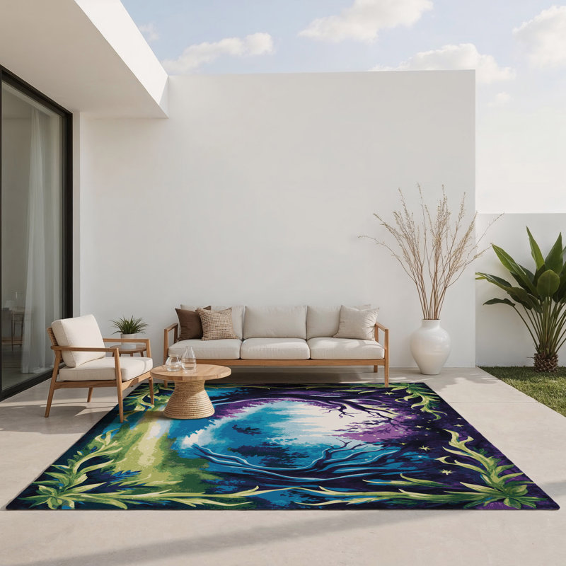 Tapis intérieur et extérieur Whispering Leaves, Rectangle 1'6" x 2'6"