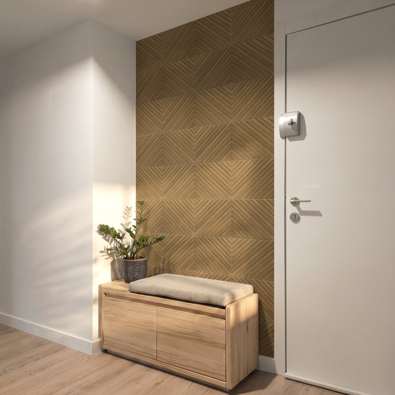 Panneau mural acoustique pelez et collez en PET 11,8 po x 11,8 po, feutre insonorisé à lattes diagonales 3D avec 96 pattes adhésives