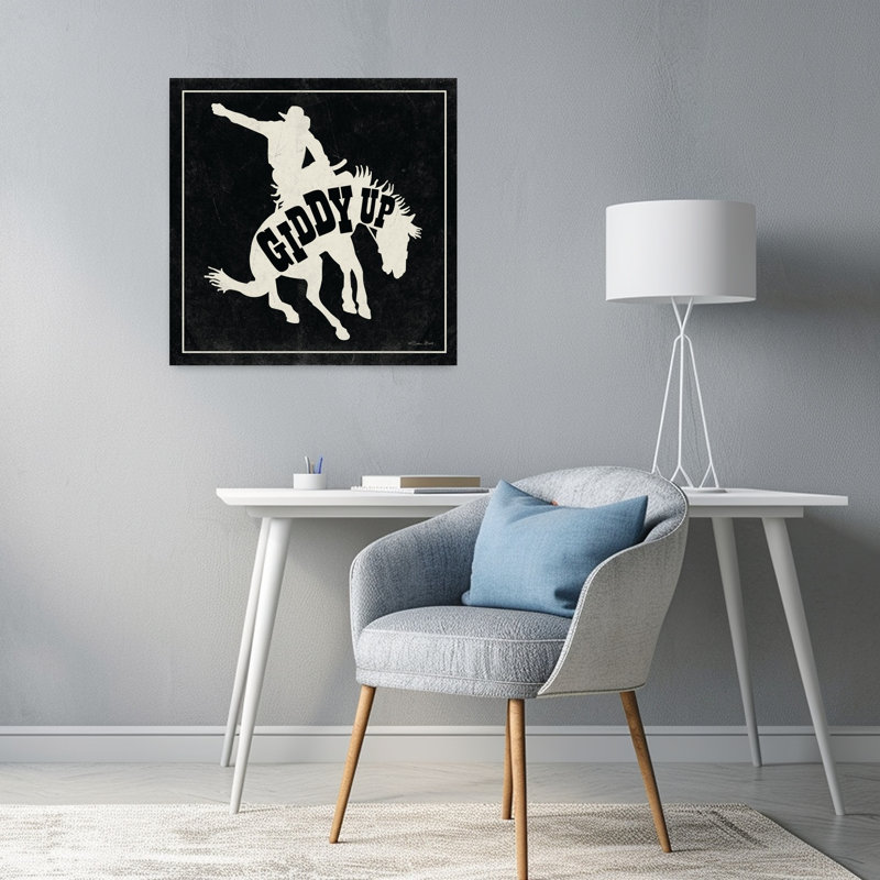 Art contemporain Cowboy Up avec Western Cowboy, H 24 po x l 24 po