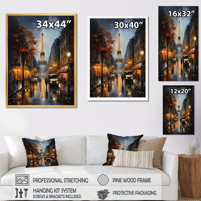 Boulevards de la Tour Eiffel, impression sur toile, H 32 po x l 16 po x P 1 po, Cadre flottant noir