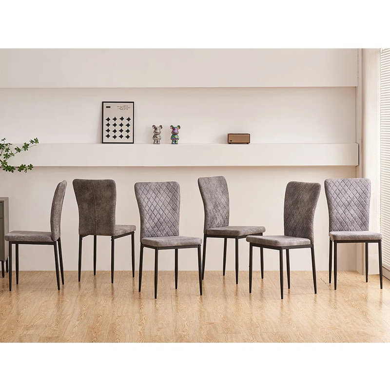 Lelani Vintage Suede Upholstered Dining Chair, Grey, 6