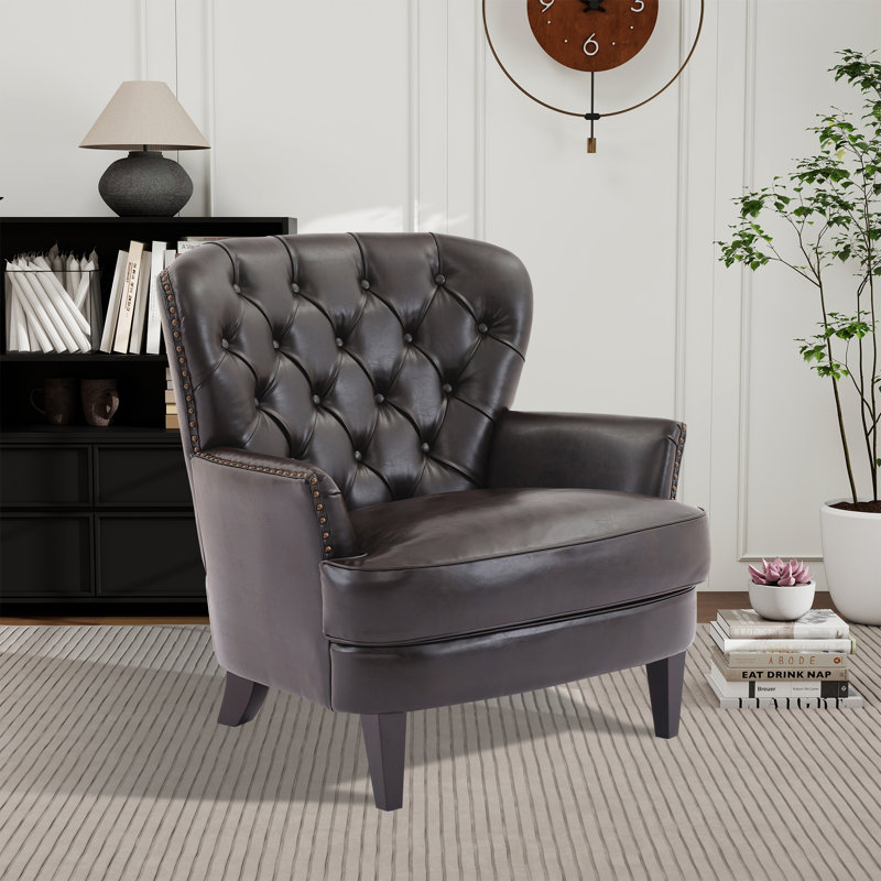 Moultrie Tufted Club Chair, Dark Brown