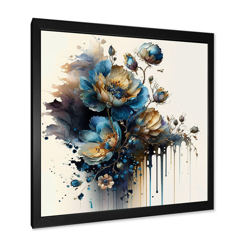 «Realistic Blooming Flowers I», reproduction sur toile, Impression noire sur toile encadrée, H 16 po x l 16 po x P 1 po