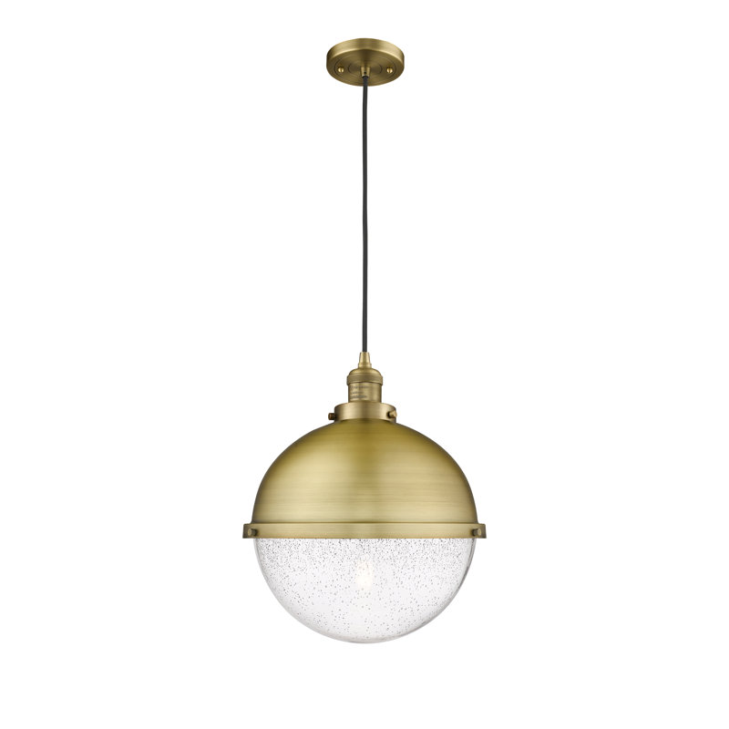 Luminaire suspendu en forme de globe à 1 lumière Amande, H 136,38 po x l 12,88 po x P 12,88 po, Laiton brossé