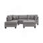 Canapé modulaire réversible gris 3 pièces pour canapé de salon et repose-pieds en tissu de polyfibre