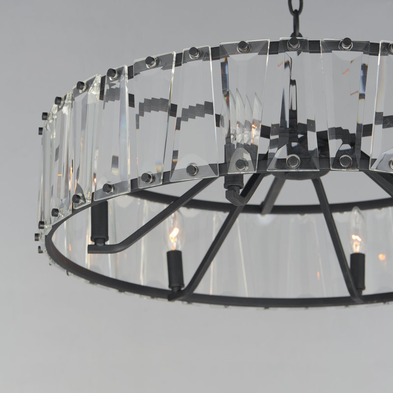 6 - Light Steel Drum Chandelier, Black