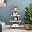Solid Bamboo Wood Oxford A-Frame Ladder Display Bookshelf with Durable E1 MDF Shelves, Ideal for Home and Office Use