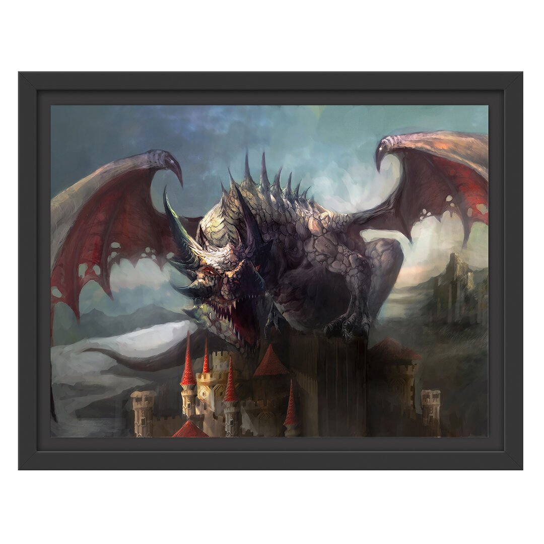 Der Drache auf der Festung Floater Frame Graphic Art Print auf Papier