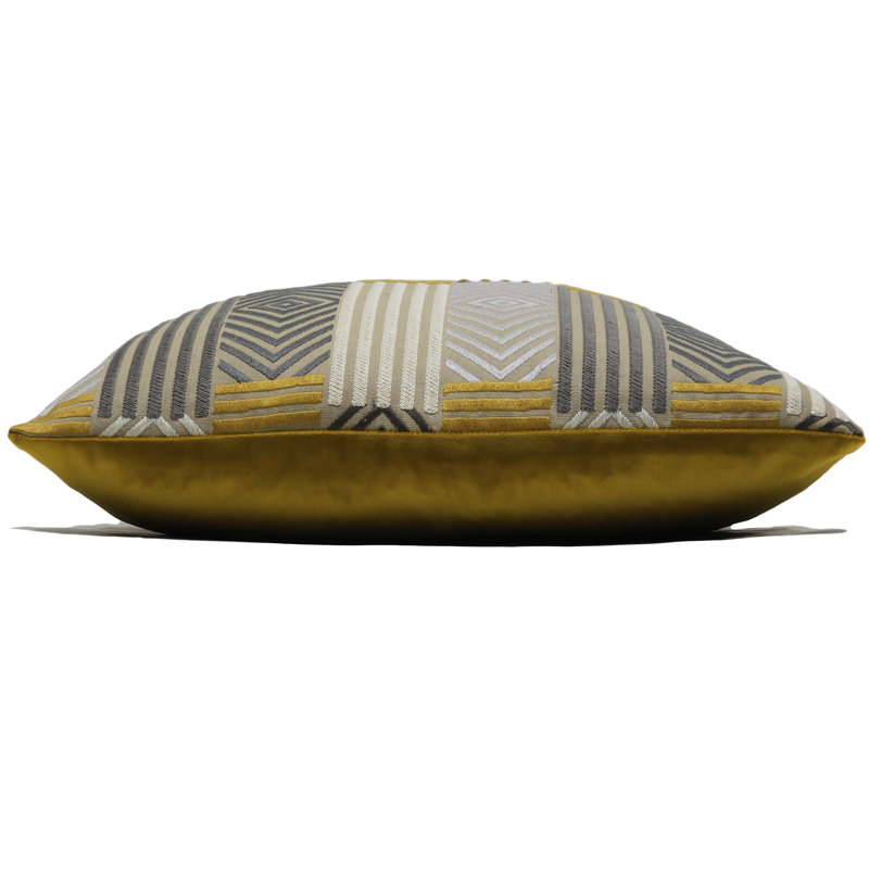 Blake Geometric Rectangular Cushion, Ochre/Grey, Polyester