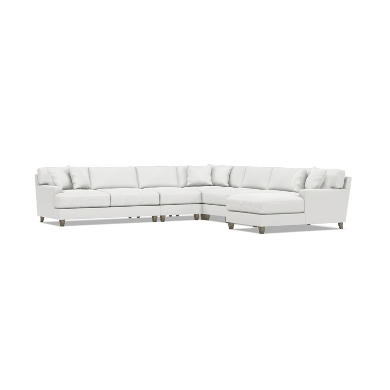 Bernhardt Mila 6-Piece Fabric Sectional, Right Hand Facing, White Polyester Blend, 33.5" H x 137" W x 137" D