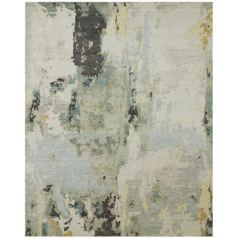 Tapis en laine noué à la main Toros Misty Jade Toros, Rectangle 9 pi x 12 pi