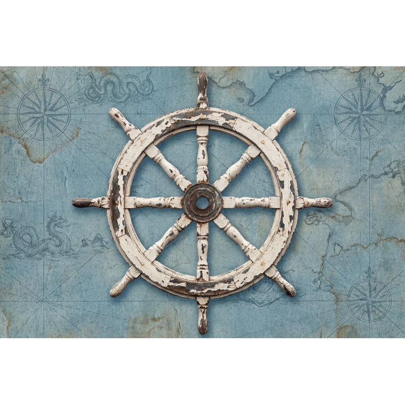 Papier peint nautique, décoration murale de roue de bateau rétro, 140 po x 108 po, Non tissé
