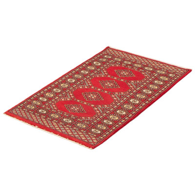 Tapis rouge foncé Malechi Peshawar Bokhara 2 pi 6 po x 4 pi 0 po