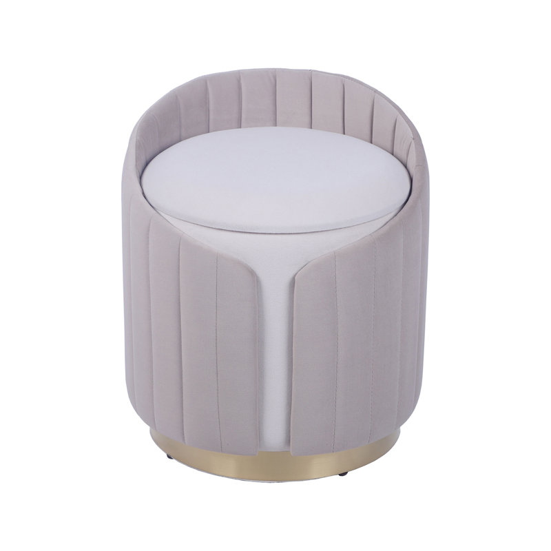 Repose-pieds deux tons avec rangement ou tabouret de coiffeuse, taupe