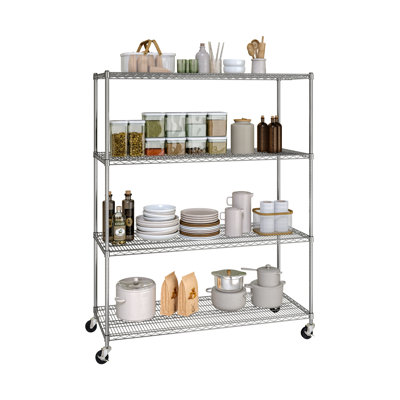 UltraDurable 60'' W x 24" D 4-Tier NSF-Certified Steel Shelving with Wheels
