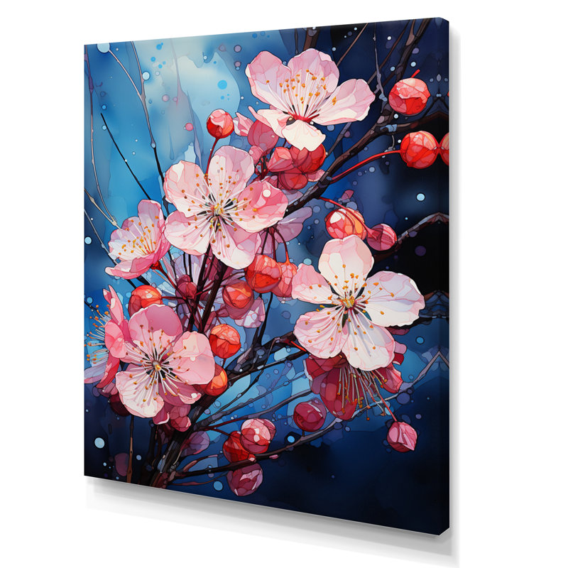 Fleur de pommier cubiste Fusion III - impression d'art mural floral, H 20 po x l 12 po x P 2 po, Toile tendue