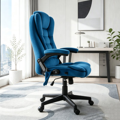 Fauteuil de bureau vibrant à haut dossier en velours