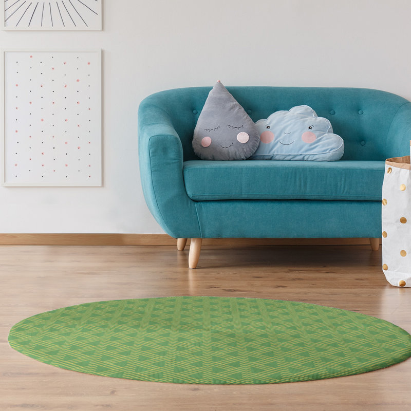 Chenille Geometric Indoor Rug, Round 5'