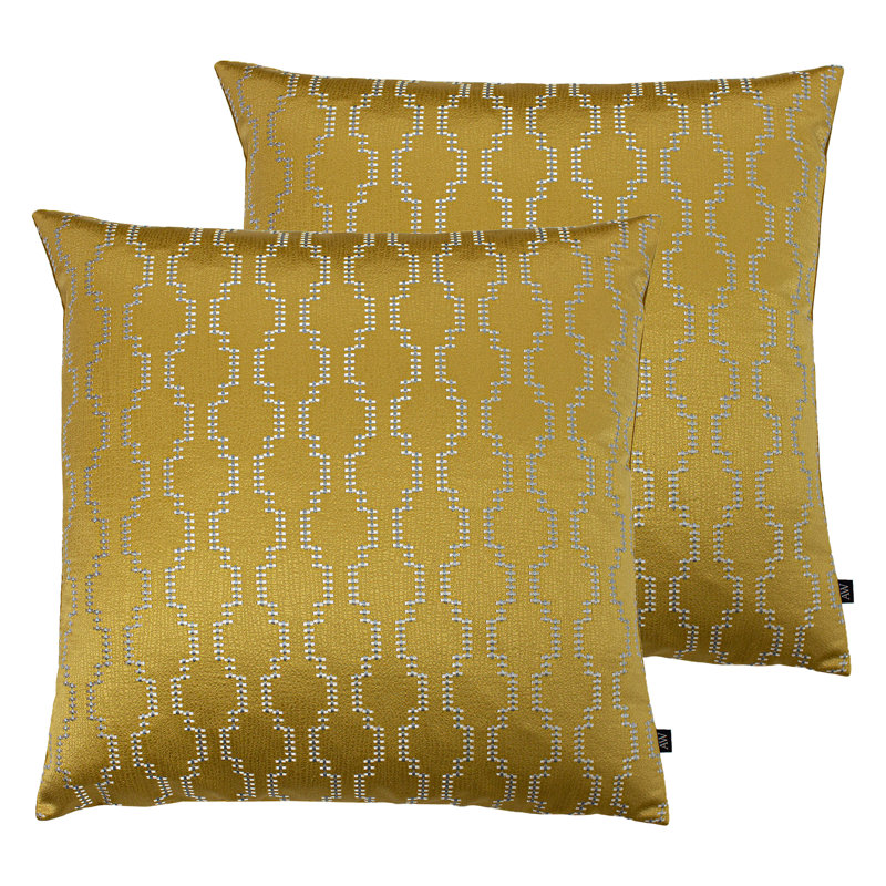 Geometric Square Cushion, Polyester, Sage / Nile Water