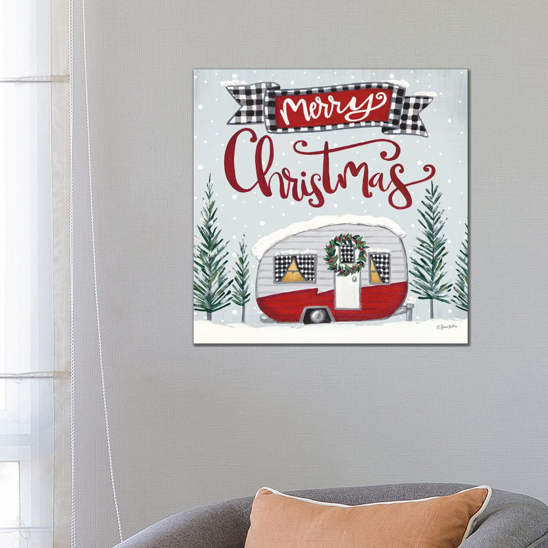 Merry Christmas Camper von Sara Baker - Galerie-verpackte Leinwand Giclée auf Leinwand