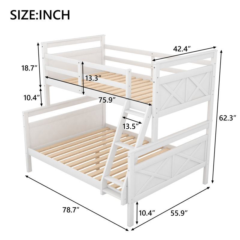 Jaedan Kids Twin Over Full Bunk Bed, White