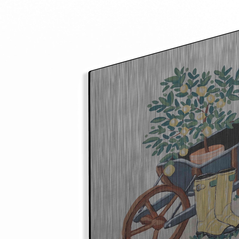 «Garden Time & Sunshine II» par Sara Baker, art mural en métal, H 12 po x l 16 po