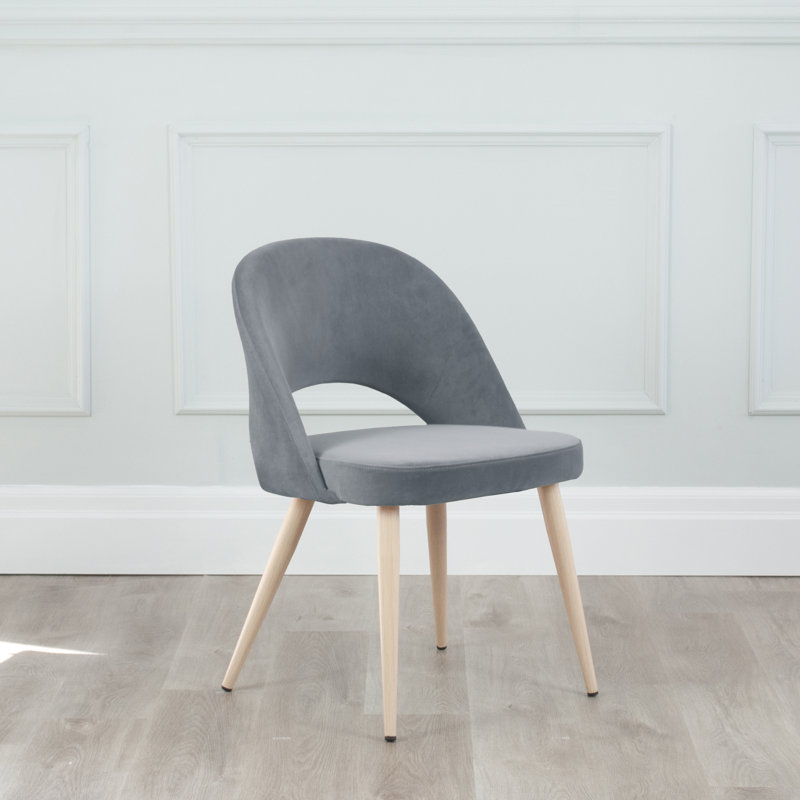 Kanthan 18'' H Velvet Upholstered Side Chair, Natural, Gray
