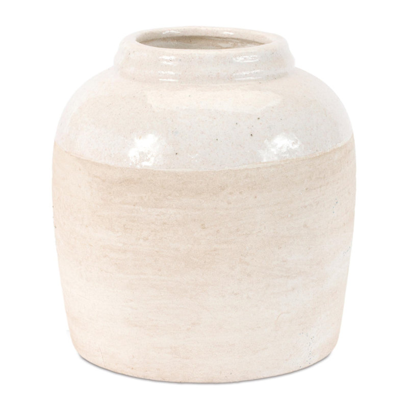 Two-Tone Stoneware Vase 7.75"H, 7.8"