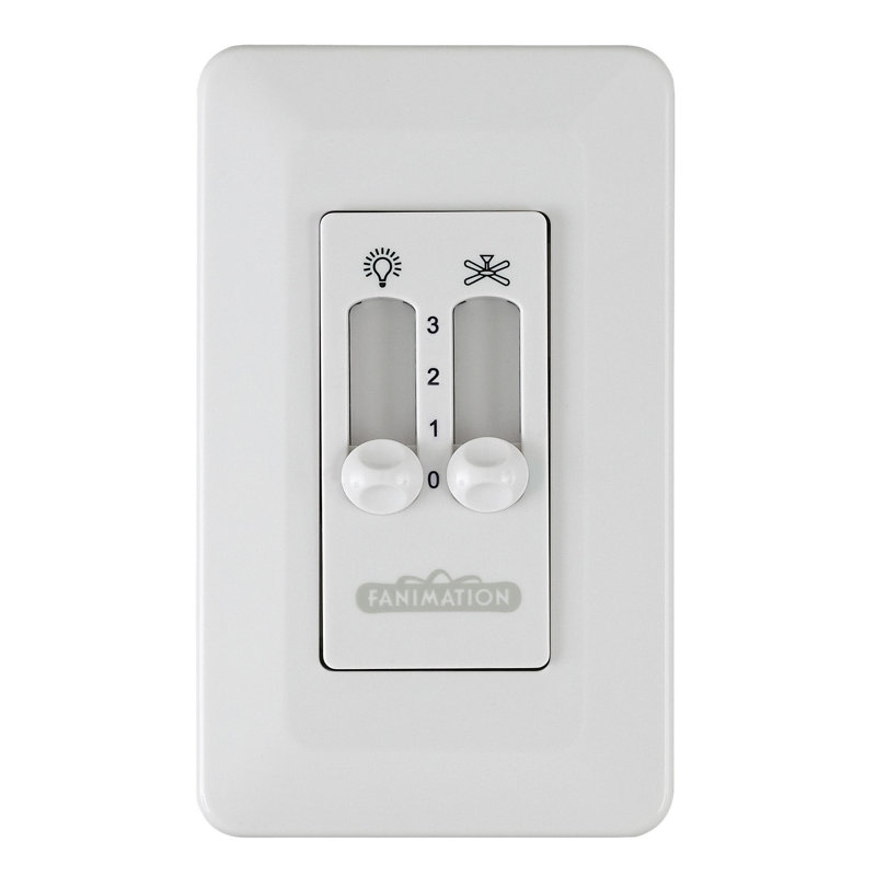 Ceiling Fan Wall Control Non-Reversing - 3 Speed Fan and Light - White