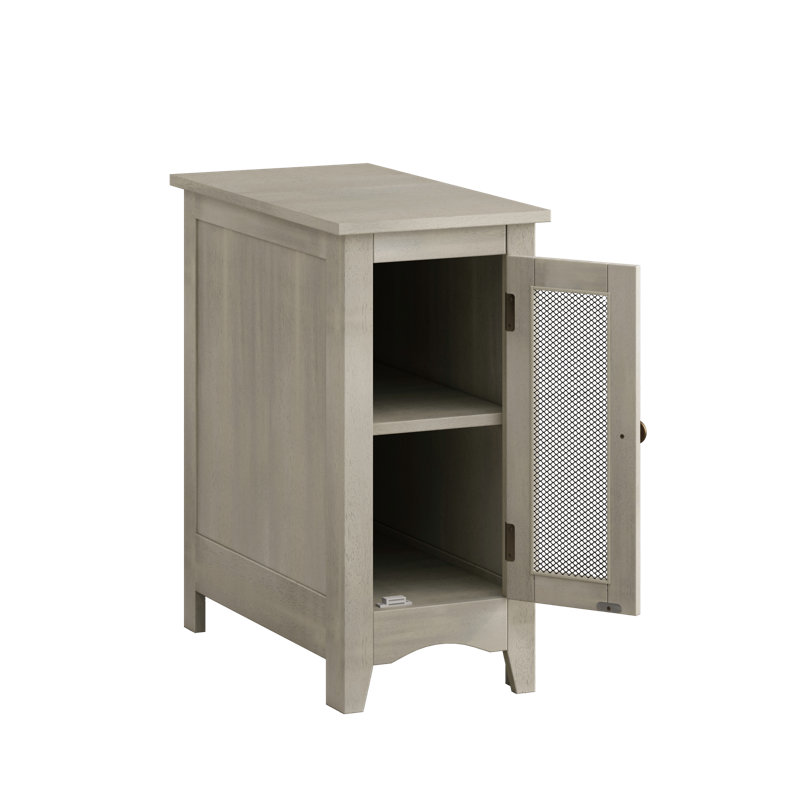 Table d'appoint rectangulaire étroite, placage gris, Gris antique