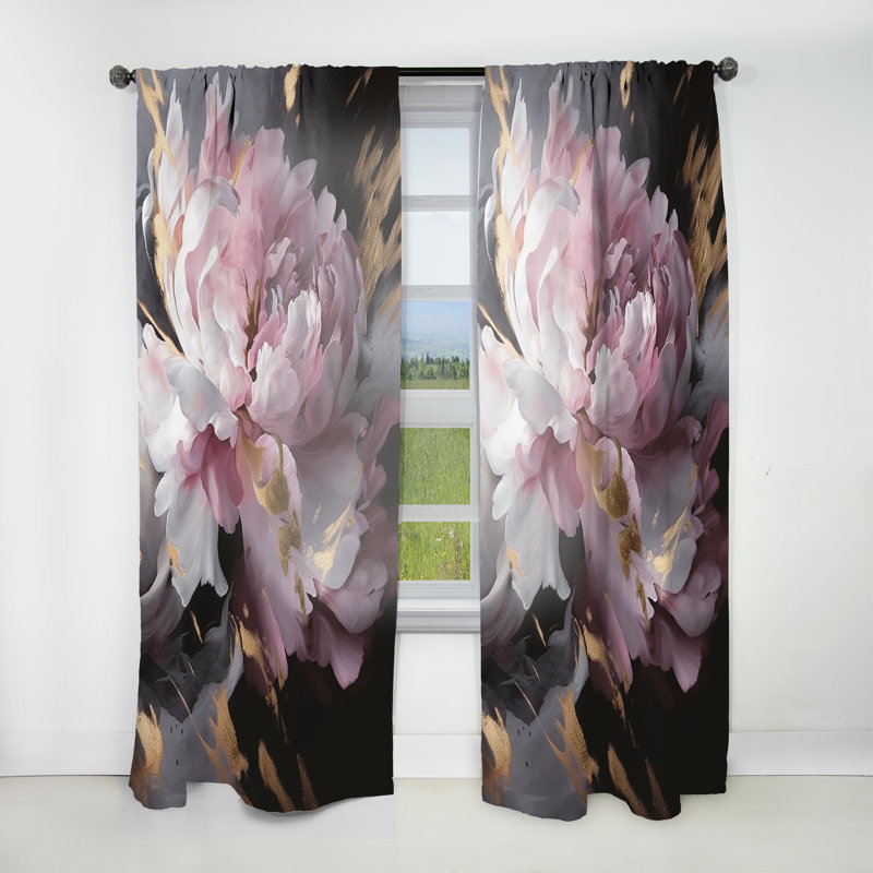 Harmonieux rose gris pivoine II - rideau moderne - velours obscurcissant - 1 panneau, L 52 po x L 120 po