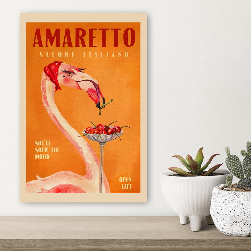 Flamant rose, nuit rétro, H 18 po x l 12 po