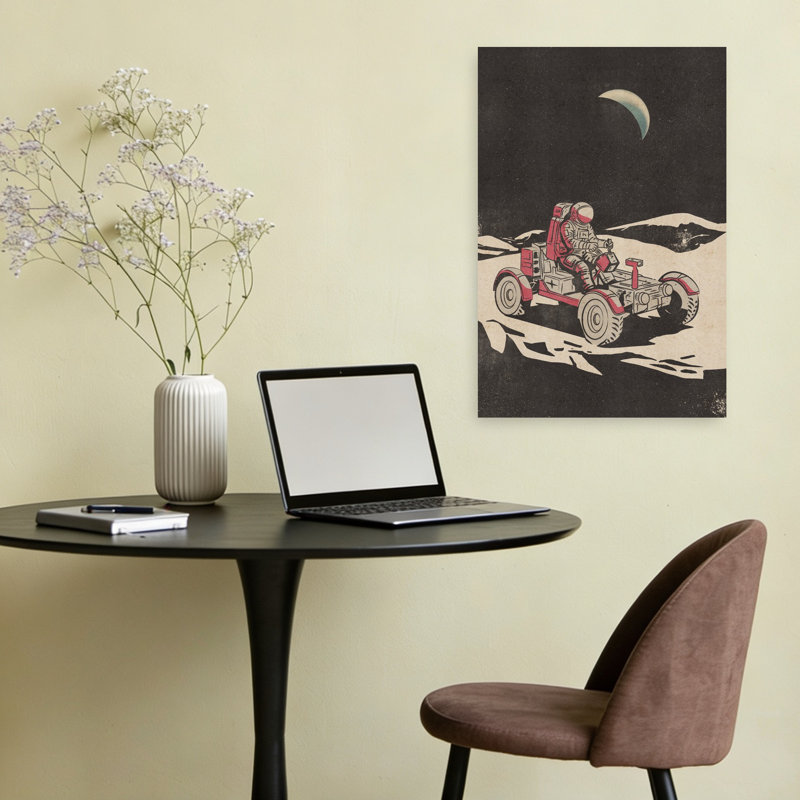 Art mural rétro, paysage lunaire rétro rétro, 24" H x 16" W
