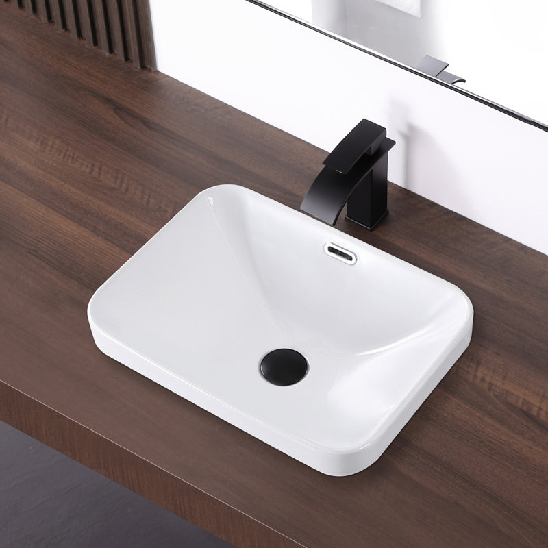 KARAMAG 18.2"X13.3" Small Drop In Bathroom Sink With Overflow Rectangular Compact Design