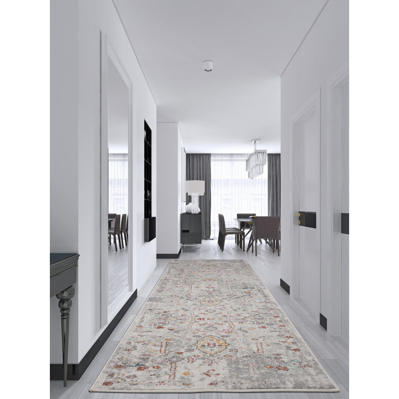 Tapis oriental gris Leon, Tapis de couloir 2 pi 7 po x 9 pi 10 po