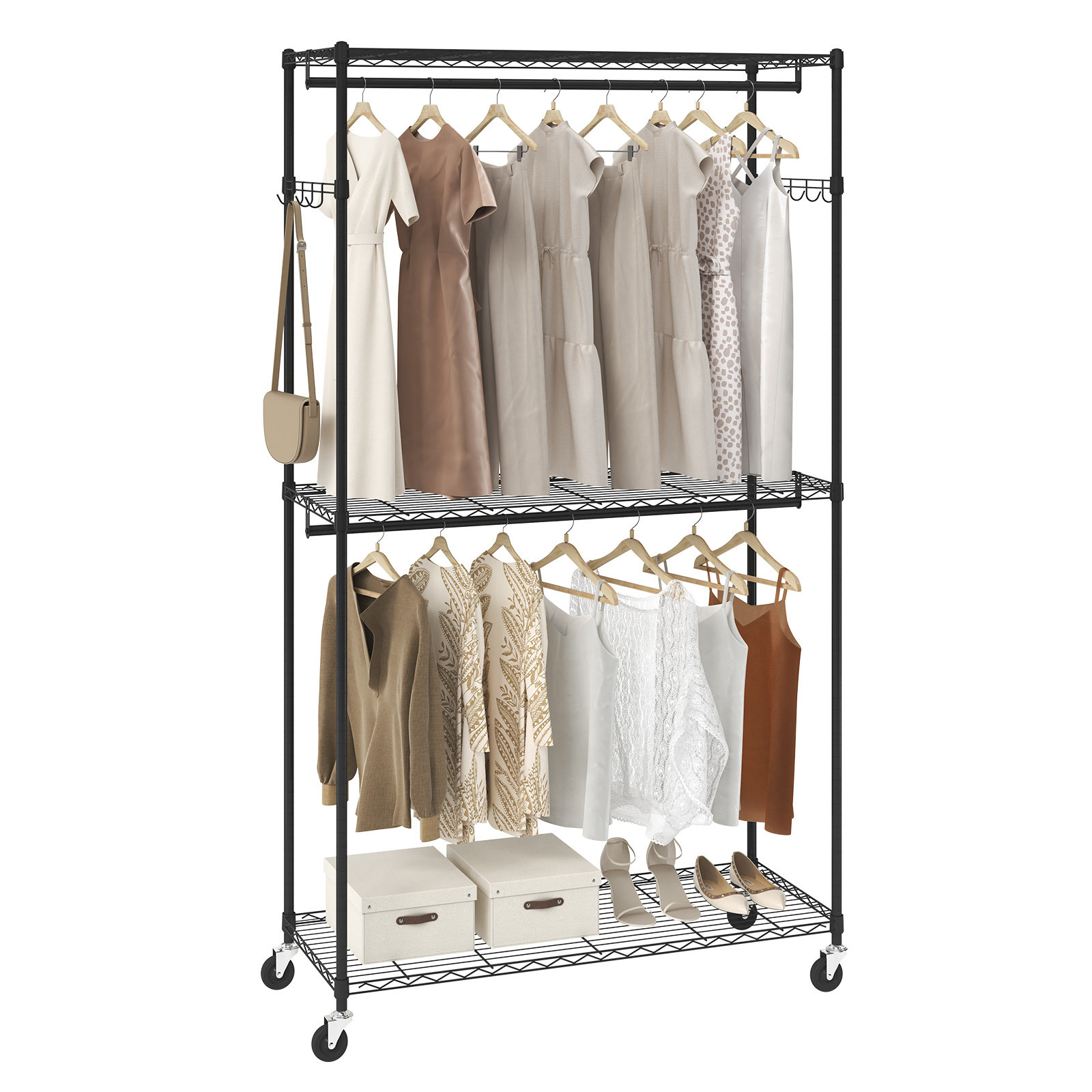 Rebrilliant Michalea 45.7'' Metal Rolling Clothes Rack | Wayfair