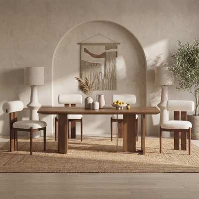 48cm H Fabric Upholstered Dining Chair in Camel