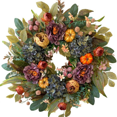 Pumpkin & Gourds Silk and Plastic 50 cm Artificial Wreath