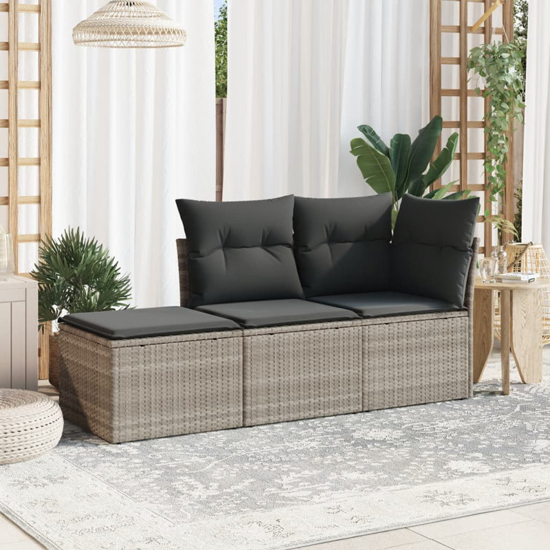  Ensemble de canapé de jardin PE rotin gris clair, acier thermolaqué petit