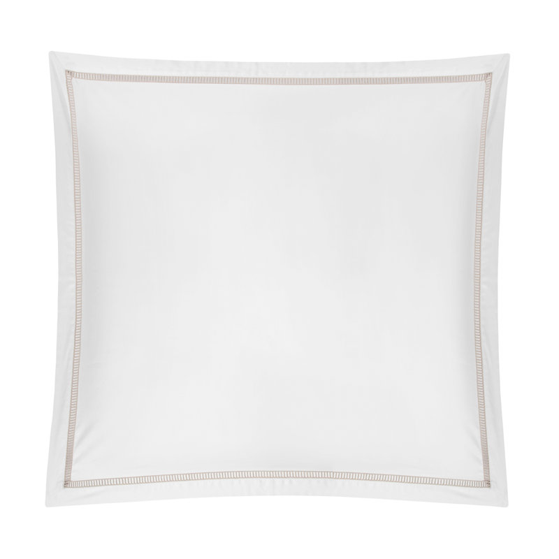 Windsor 100% Cotton Sateen Shams, white/ latte, Euro