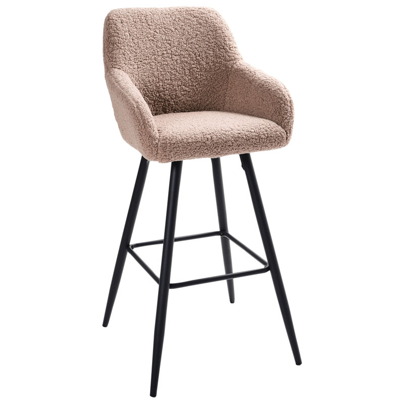 CASMALIA Upholstered Bar Stool with Steel Frame, Beige